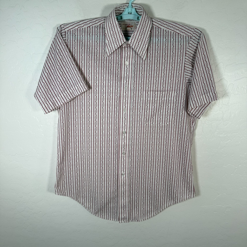 Vintage Arrow Shirt Mens 15.5 Button Up Short Sleeve Knits Polyester Nylon - Picture 1 of 8